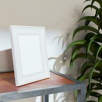 pequeño marco Bosquejo modelo en el de madera consola mesa con planta decoración para tu familia foto