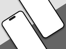 couple of smartphone 14 pro mockup screen on the dark and light gray pattern background with shadow for your mobile ui ux. isolated Background photo