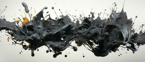 Black and white paint splashes. Abstract background. AI Generated. photo