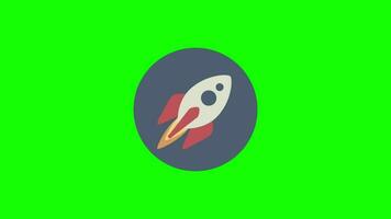 un plano icono de un cohete en un verde antecedentes video