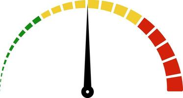 Speed metering icon scale meter broken into sectors, vector thermometer