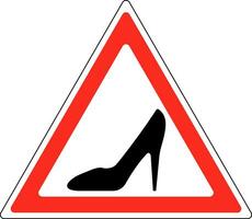 Sign woman Shoe red triangle, woman driving car sticker attention vector