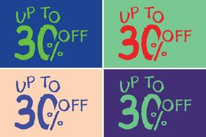 Special offer discount. Hand drawn number of 30 Percent OFF Sale label. vector