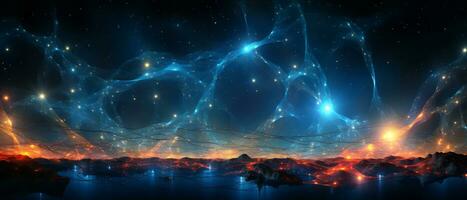 Futuristic technology abstract background with glowing particles. AI Generated. photo