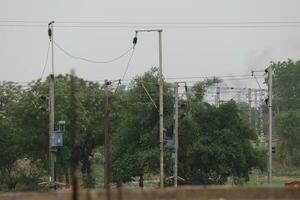 indian railway train track pole photo