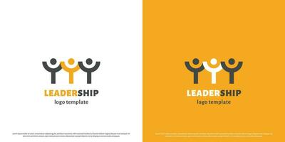 Work Leadership logo design illustration. Flat silhouettes people leader worker staff supervisor manager business cooperation together. Simple modern concept subtle quiet geometric pattern minimalist. vector