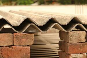 cement sheet on the roof of the house photo