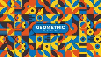 abstract vintage geometric shape flat design with bauhaus style background vector