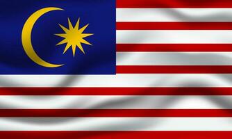 Malaysia national flag 3d waving banner background vector