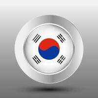 South korea round flag metal button background vector