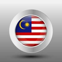 Malaysia round flag metal button background vector
