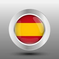 Spain round flag metal button background vector