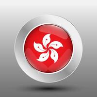 Hong Kong round flag metal button background vector