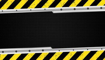 contruction warning sign background. yellow and metal grunge texture vector