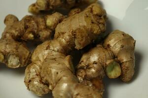 Ginger root in the plat photo