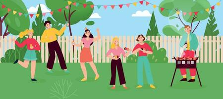 Barbecue Party Flat Composition vector