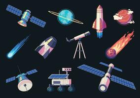 Space Exploration Cartoon Set vector