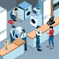 Isometric Appliances Repair Composition vector