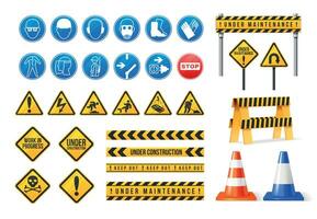 Construction Signs Realistic Set vector