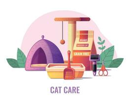 Cat Care Cartoon Illustration vector