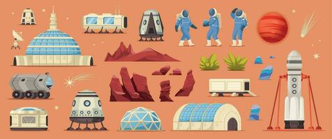 Mars Colonization Icon Set vector