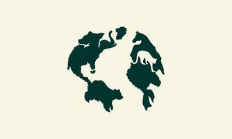 silhouette animals in map logo vector