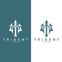 Neptune Poseidon Trident Logo, Spear Simple Vintage Template Design vector