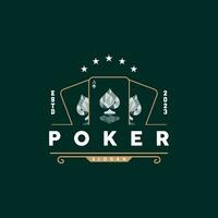 Poker Card Logo Classic Vector Gambling Game Design Simple Symbol Template