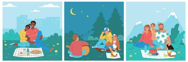 picnic plano conjunto vector