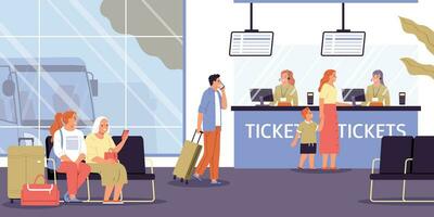 Bus Station Flat Illustration vector