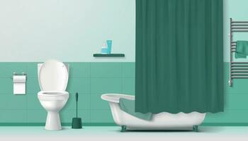 realista baño interior vector