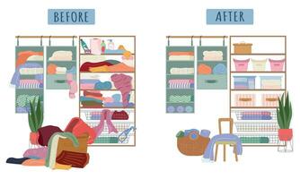 Walk In Closet Before And After Ordering vector