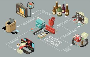 Black Market Isometric Flowchart vector