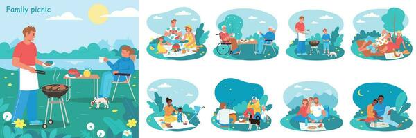 Family Picnic Composition Set vector