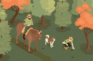 Ranger In Forest Composition vector