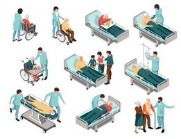 Elderly People In Hospital Set vector