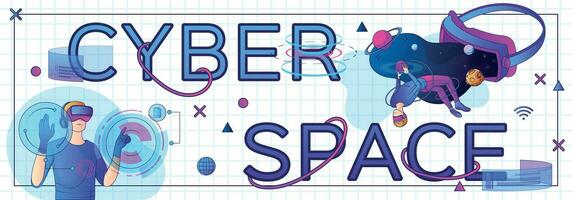 Flat Cyberspace Text Banner vector