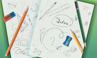 School Sketches Realistic Background vector