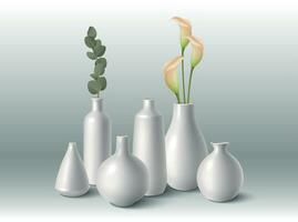 Realistic Porcelain Vases vector