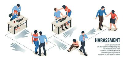 Harassment Isometric Infographic vector