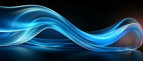 Digital abstract blue wave on a black background. AI Generated. photo