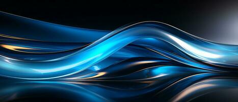 Digital abstract blue wavy background. AI Generated. photo