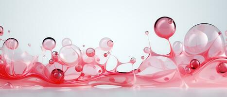 Digital abstract background with pink paint splashes and drops. AI Generated. photo