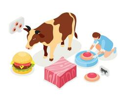 Artificial Grown Meat Isometric Concept vector