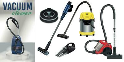 Vacuum Cleaner Realistic Composition vector