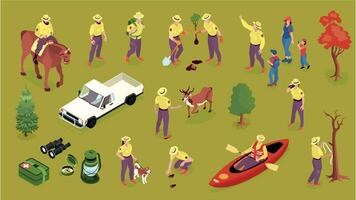 Isometric Forest Ranger Set vector