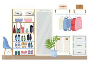 Walk In Closet Vector Illustration