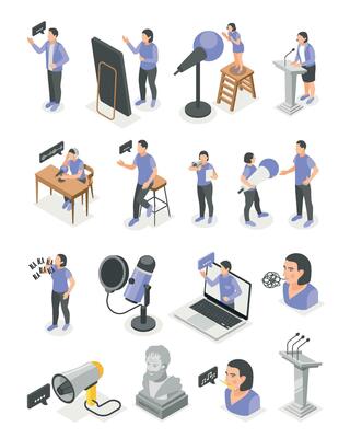 Rhetoric Isometric Icons Set