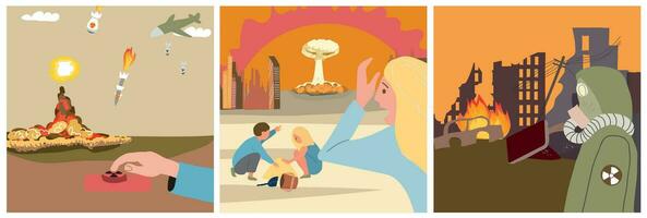 Nuclear War Square Set vector