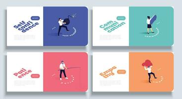 Isometric Soft Skills Banners Set vector